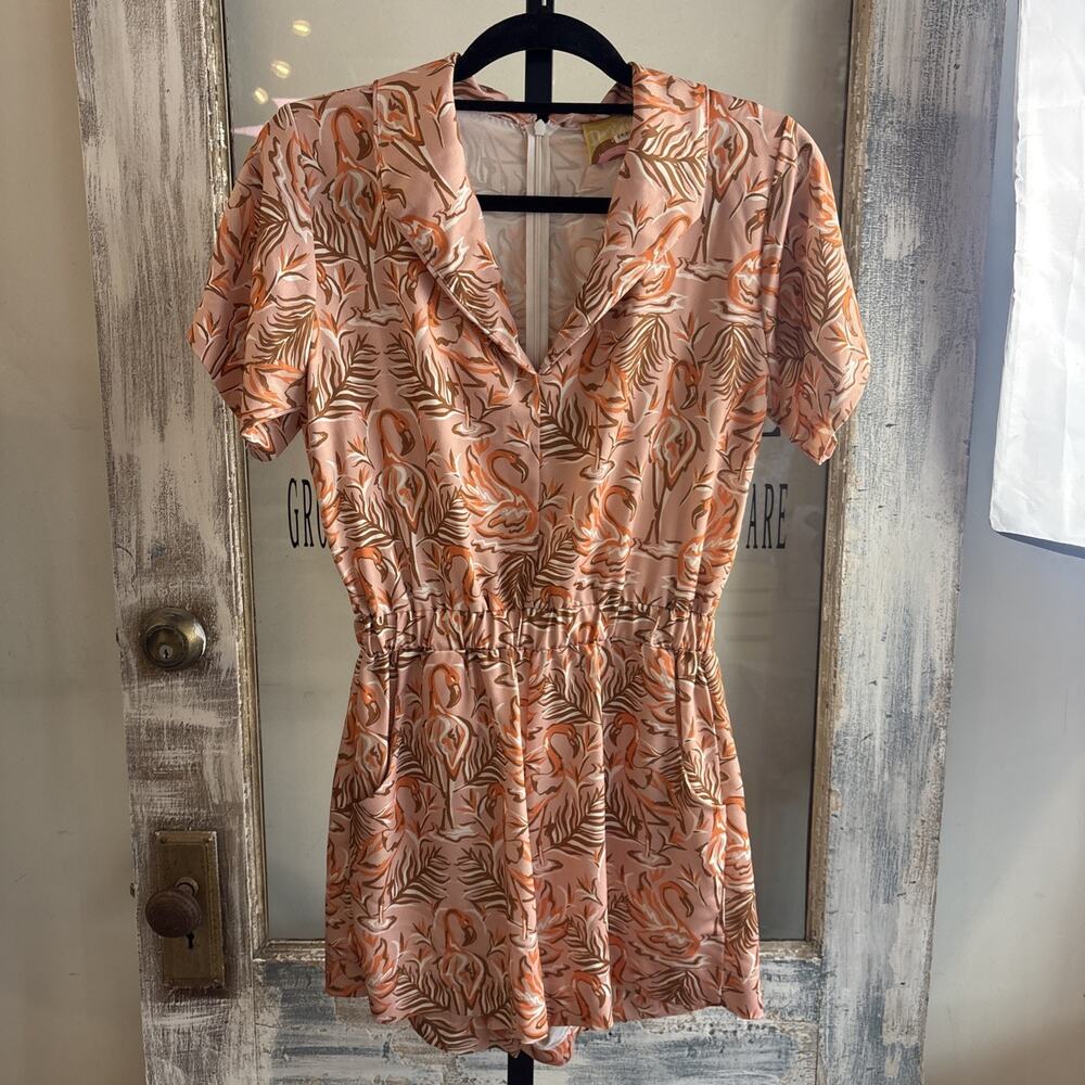 Free People Dazey LA Retro Flamingo Romper Size Medium